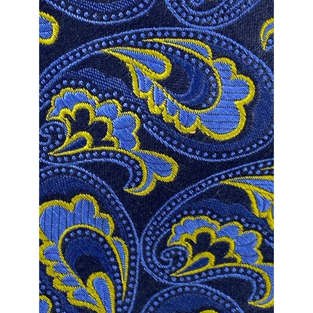 Ted‎ Baker London Mens Silk Necktie Blue Green Paisley Brocade Tie